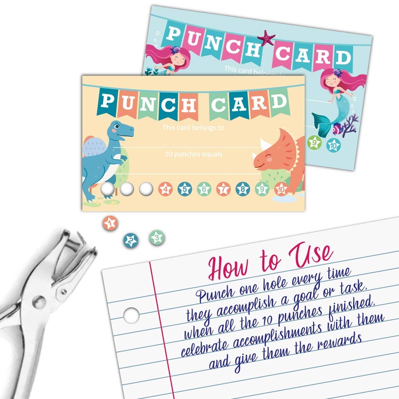 Gooji Punch Cards 100 Pack Incentive Loyalty Reward Card for Teacher, Behavior Punch Cards for Kids, Homeschool Classroom Supplies for Motivation, Business 3.5 inch x 2 inch - Image 4